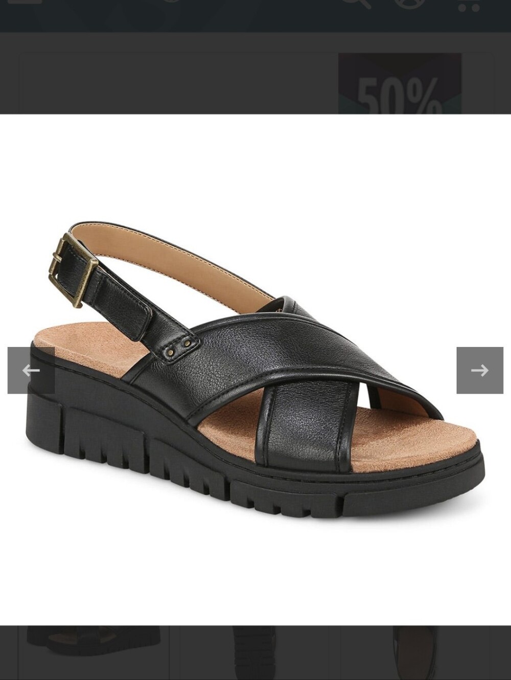 Vionic Uptown Sonoma Black Platform Leather Criss Cross Sandals Women's Size 9.5